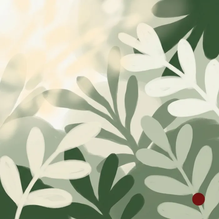 Soft stylized illustration of warm light glowing across foliage, an abstract lighting motif, not a specific fixture or branded product